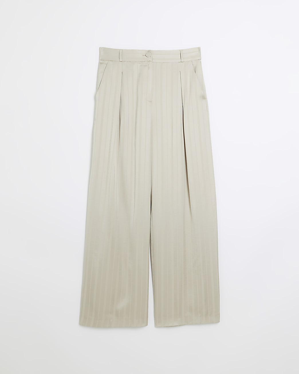 Cream striped wide leg trousers