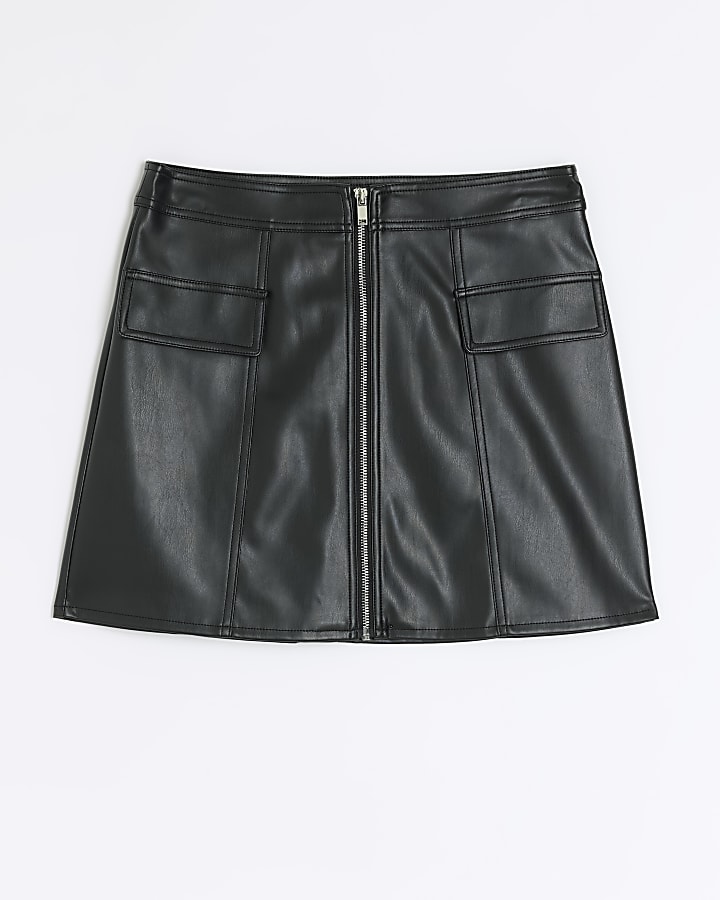 Black zip mini skirt