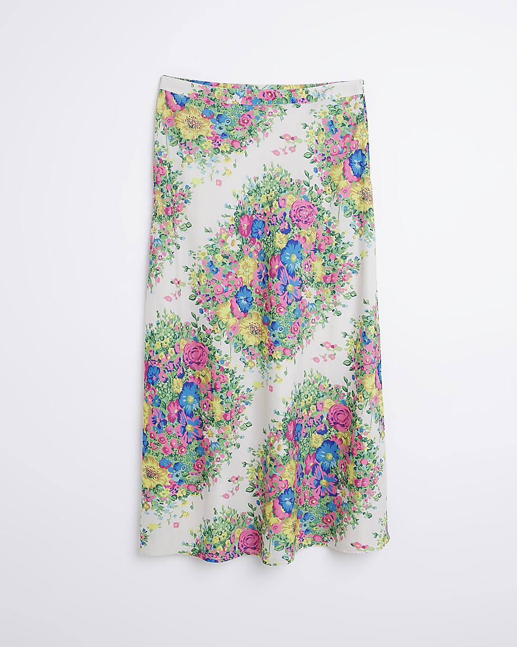 Yellow floral a line midi skirt