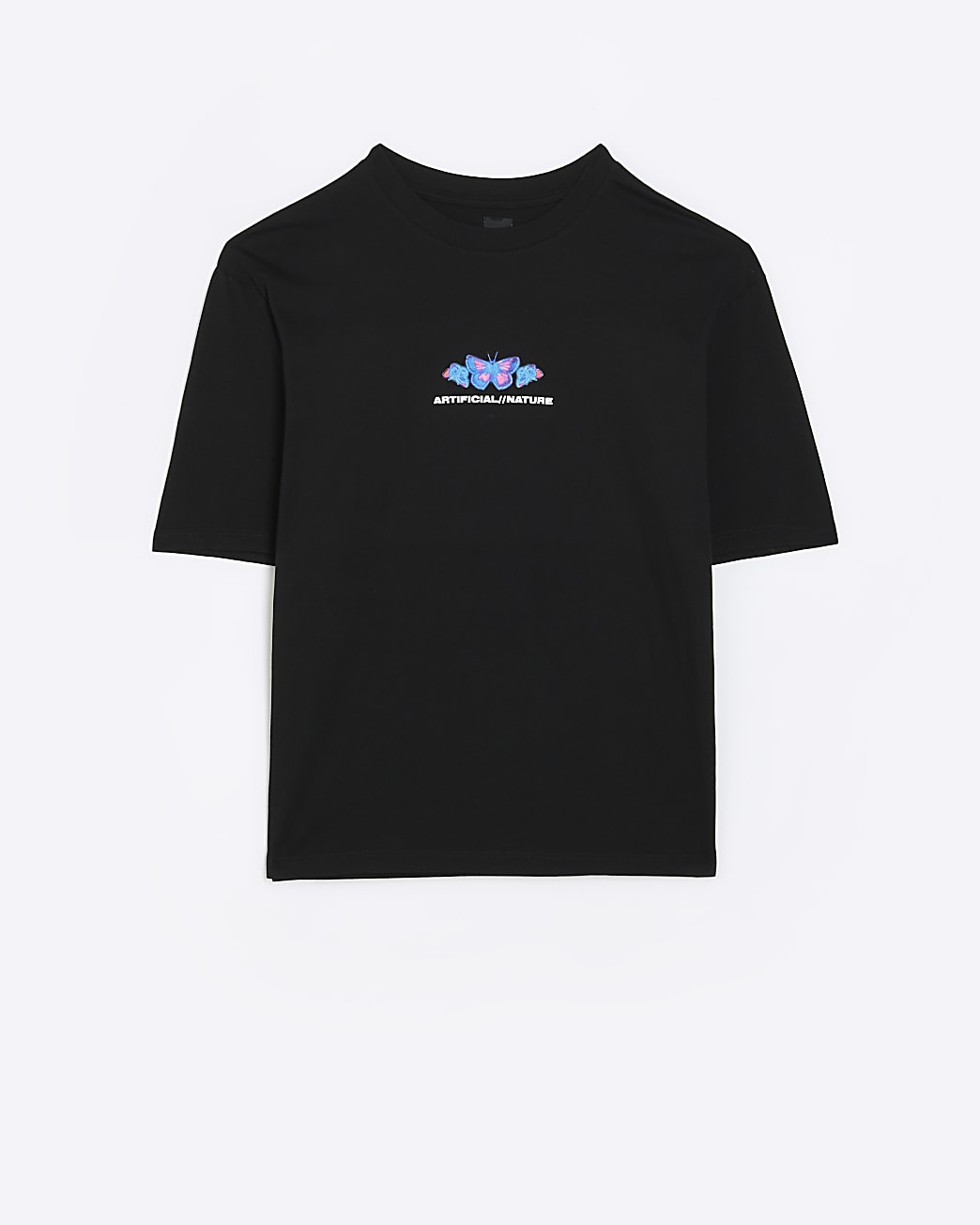 Black regular fit neon butterfly t-shirt