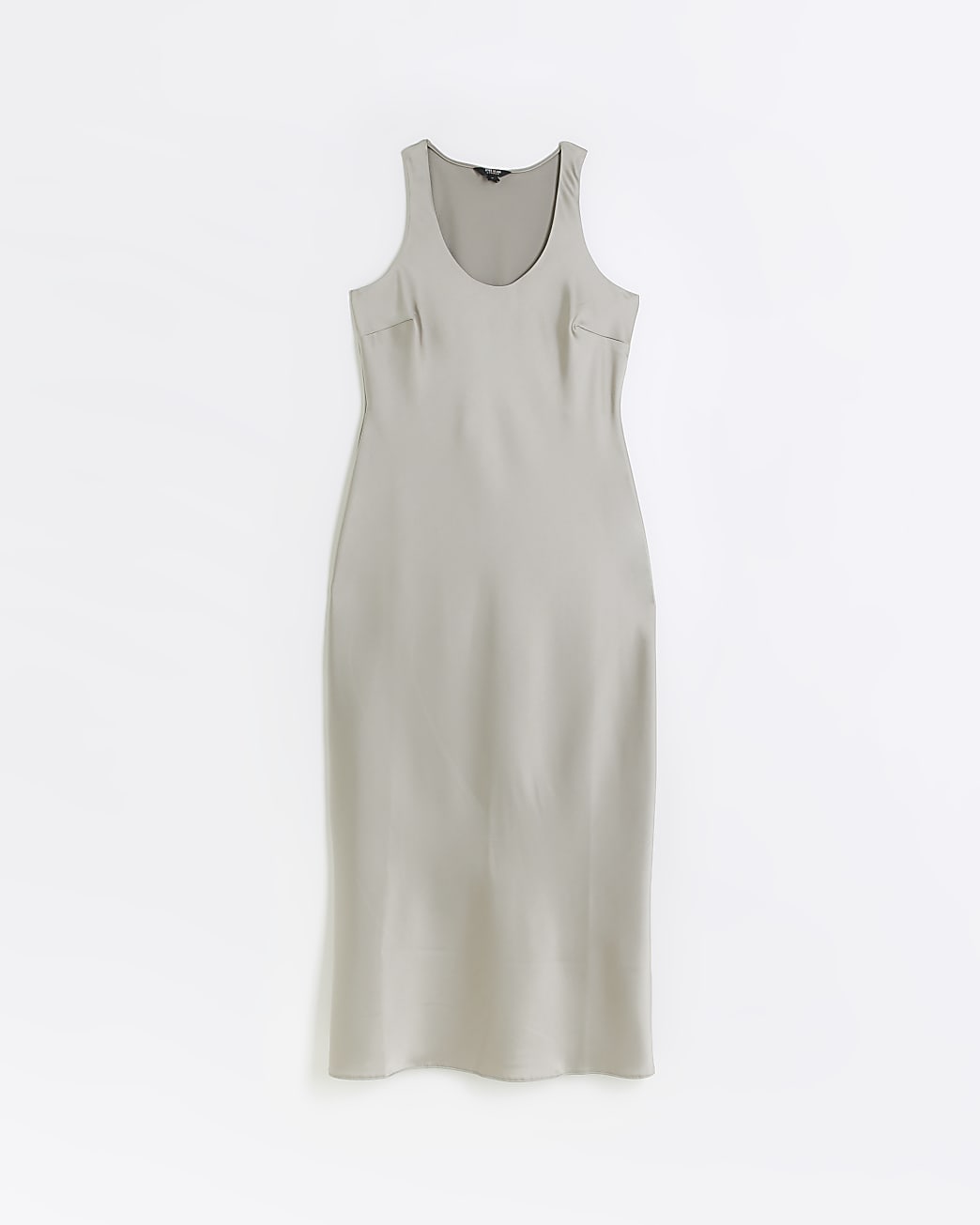 Silver satin slip maxi dress