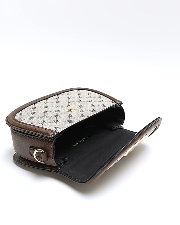 Brown RI monogram mini cross body bag