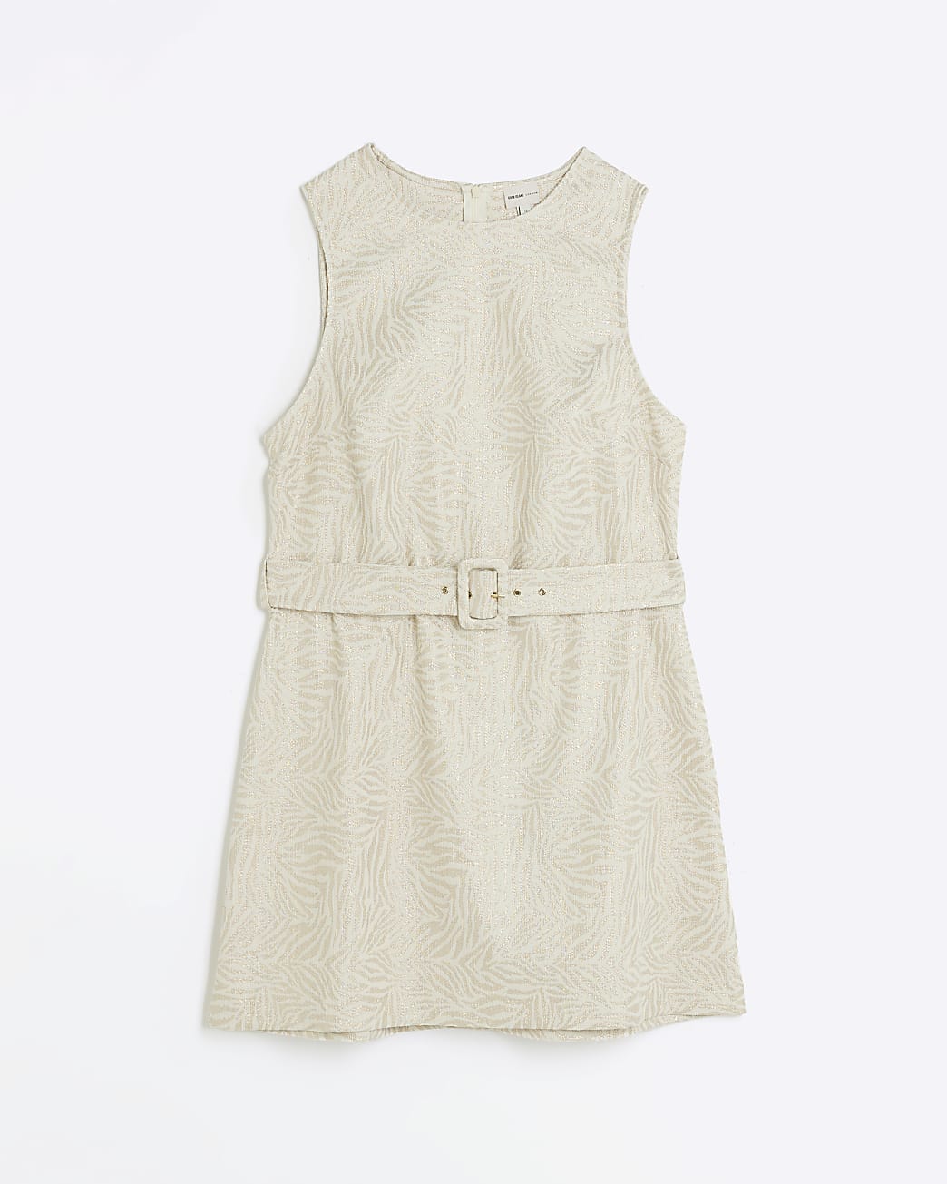 Gold belted shift dress