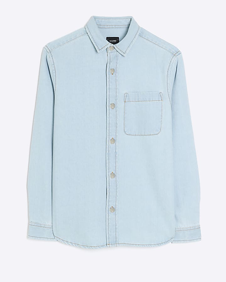 Blue regular fit denim shirt
