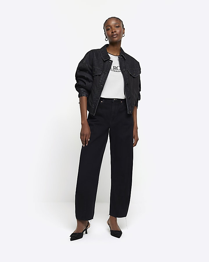 Black High Waisted Barrell Jeans
