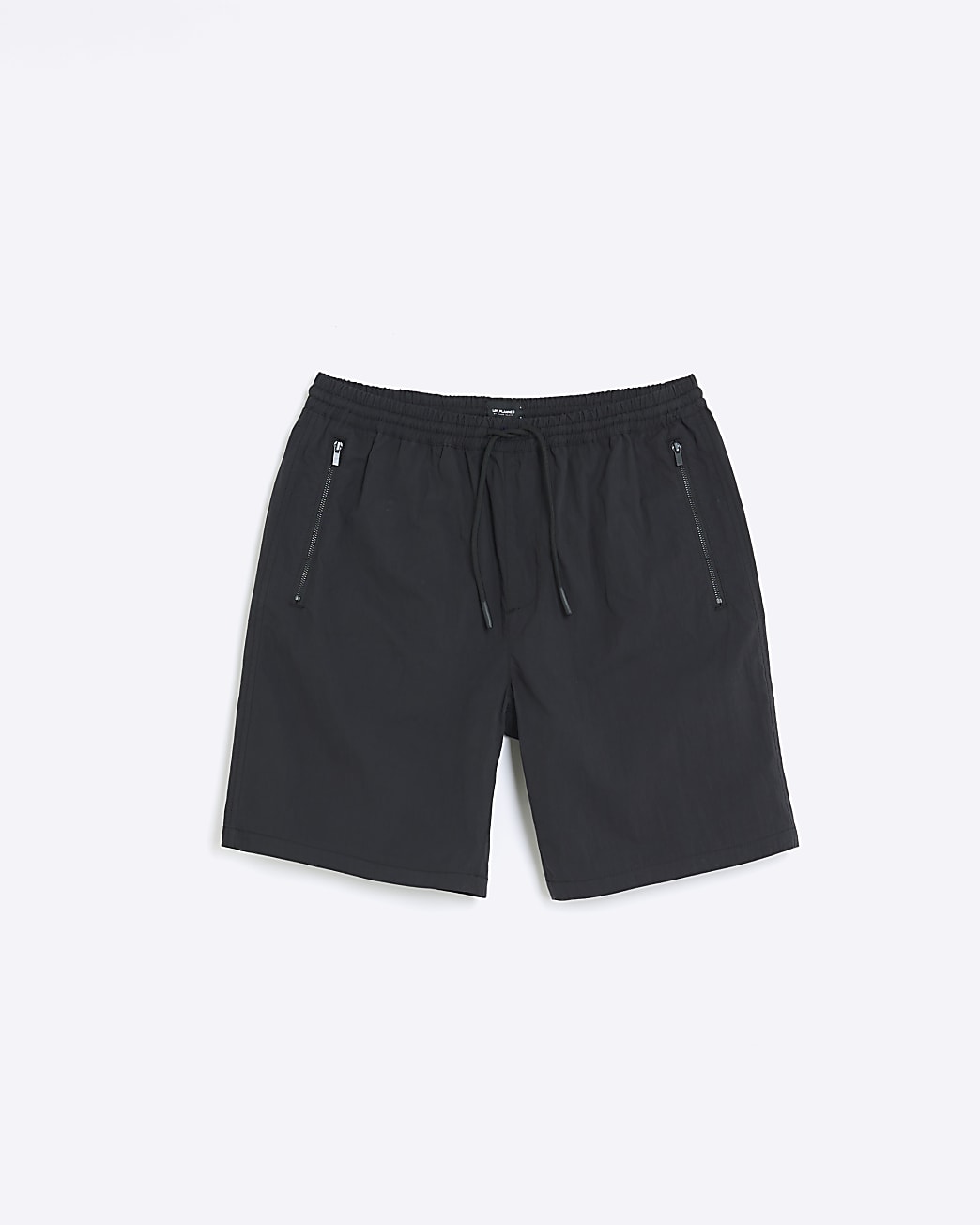 Black regular fit nylon shorts