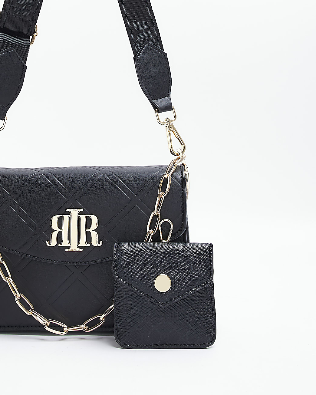 Black quilted cross body bag