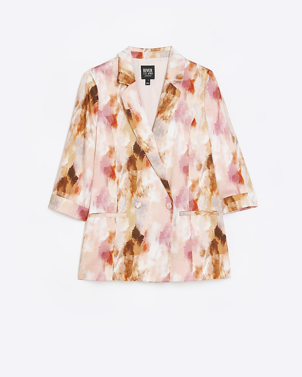 Pink abstract print blazer