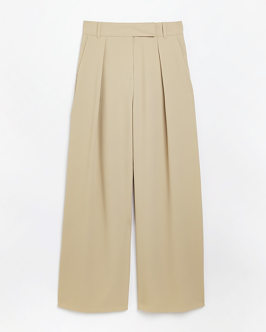 Beige wide leg trousers