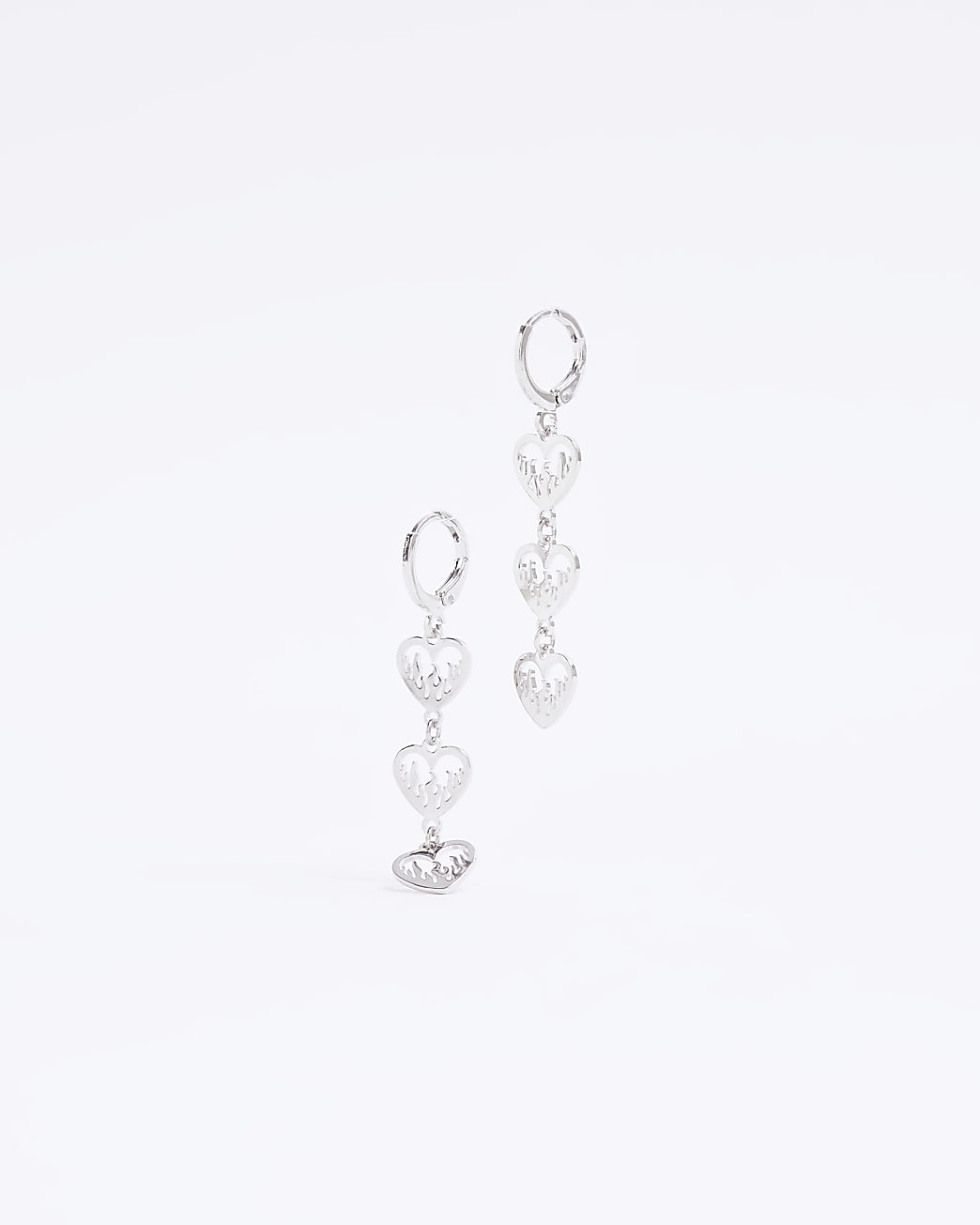 Silver heart drop earrings