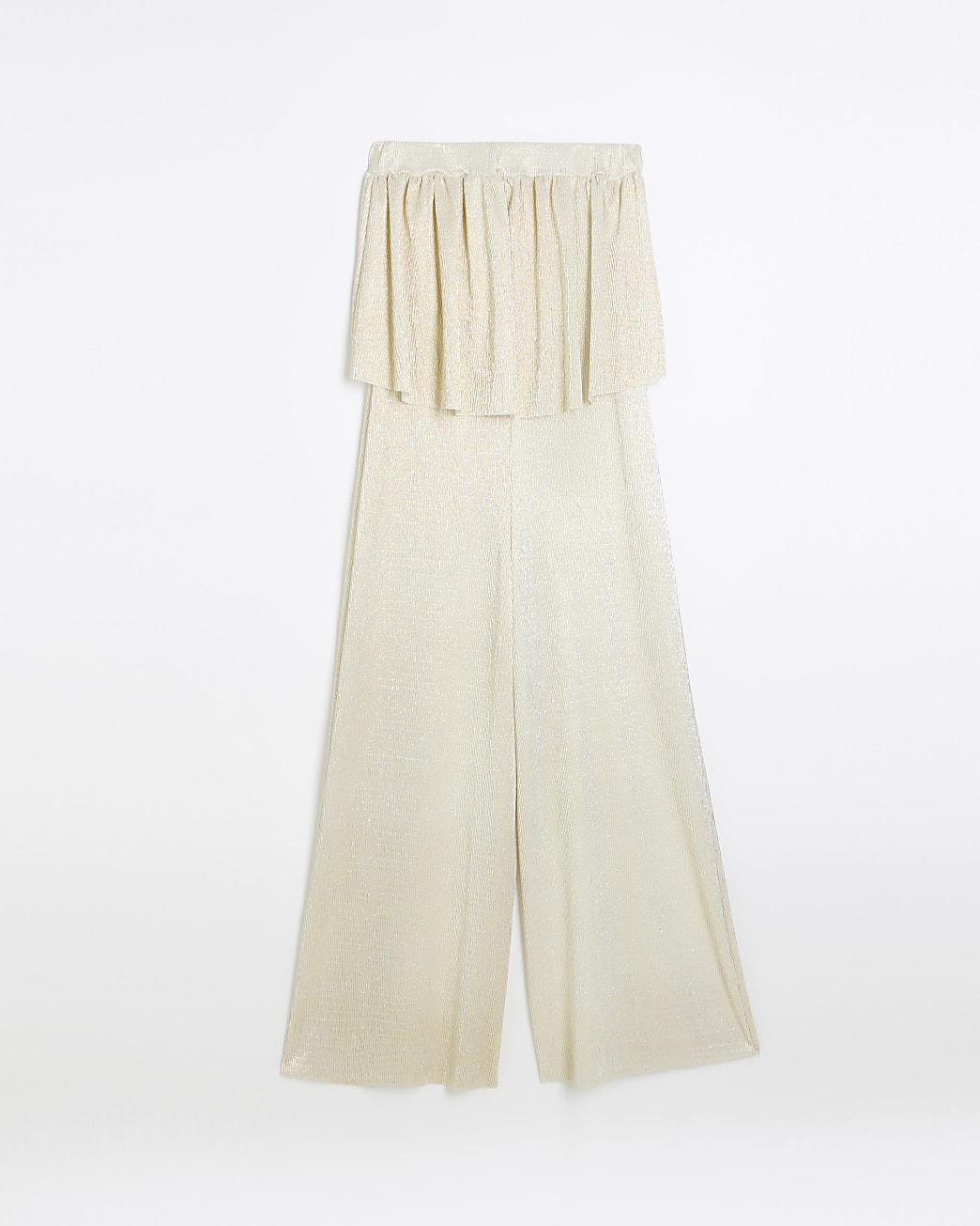 Gold satin bandeau wide leg jumpsuit