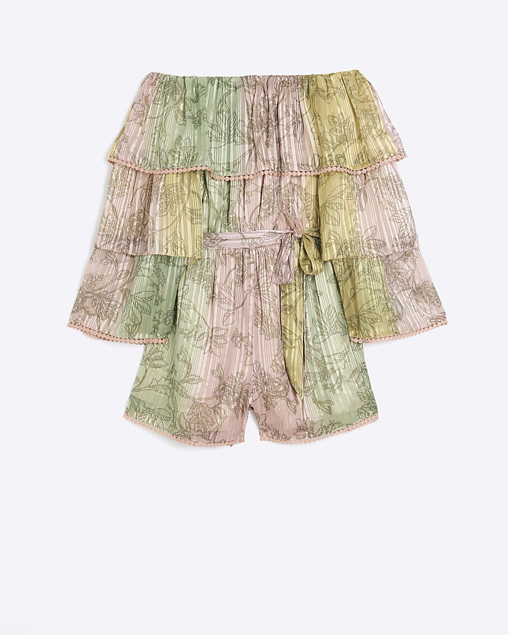Pink paisley bardot long sleeve playsuit