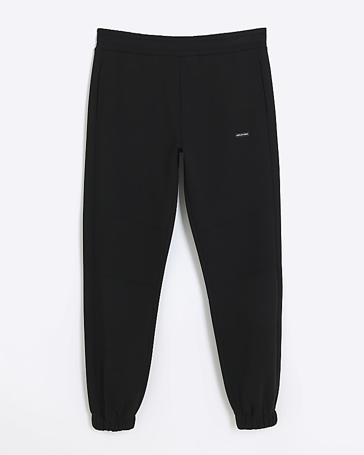 Black regular fit cuffed joggers