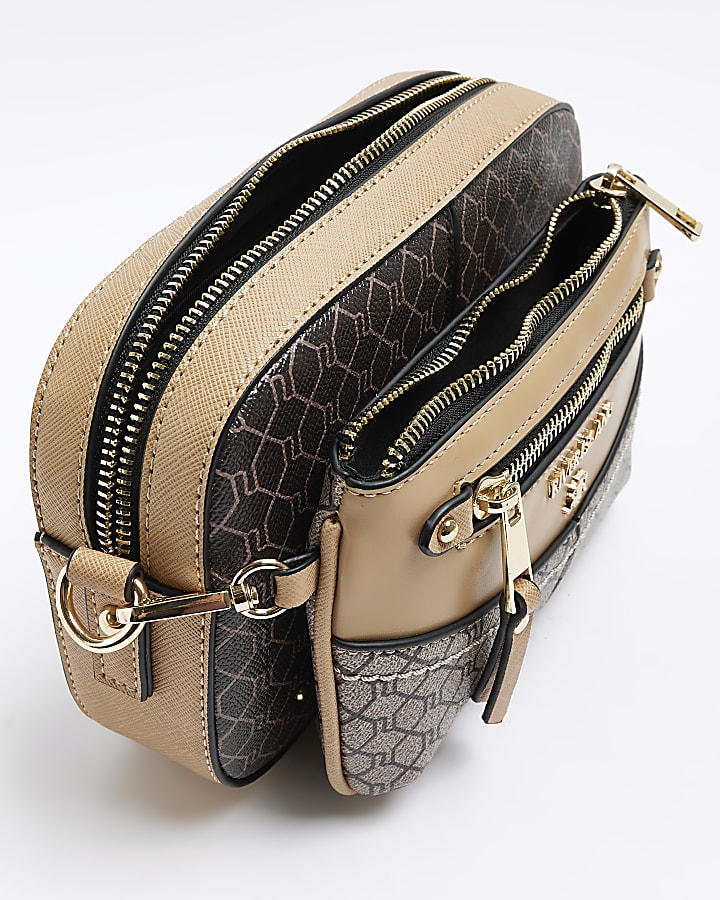 Brown RI monogram small cross body bag
