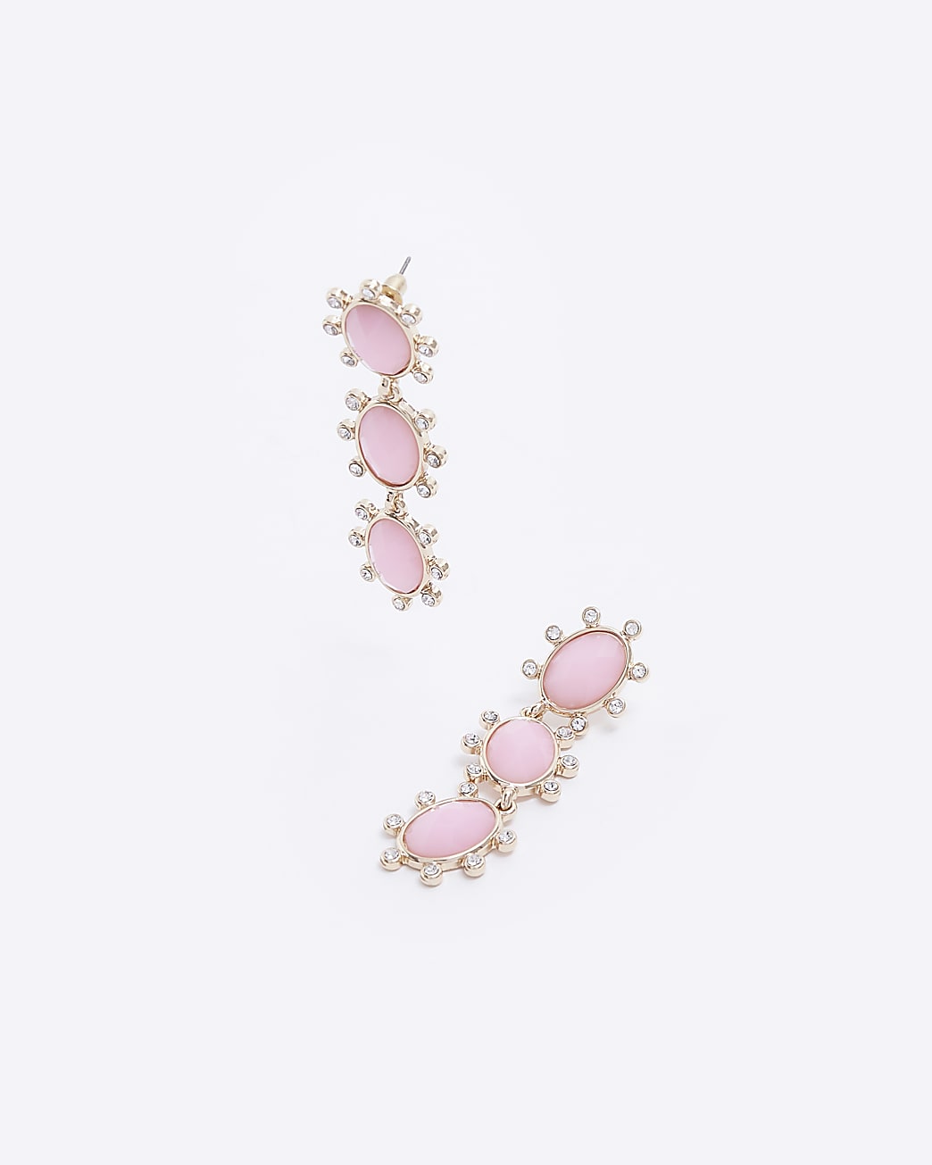 Pink Rhinestone Drop Earrings