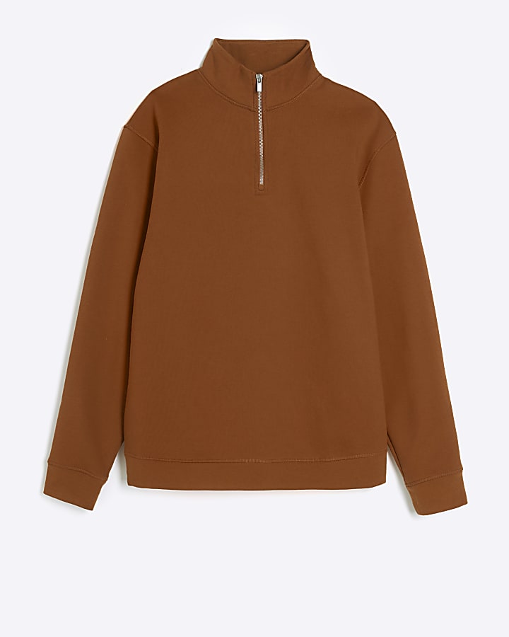 Orange regular fit funnel sweatshirt