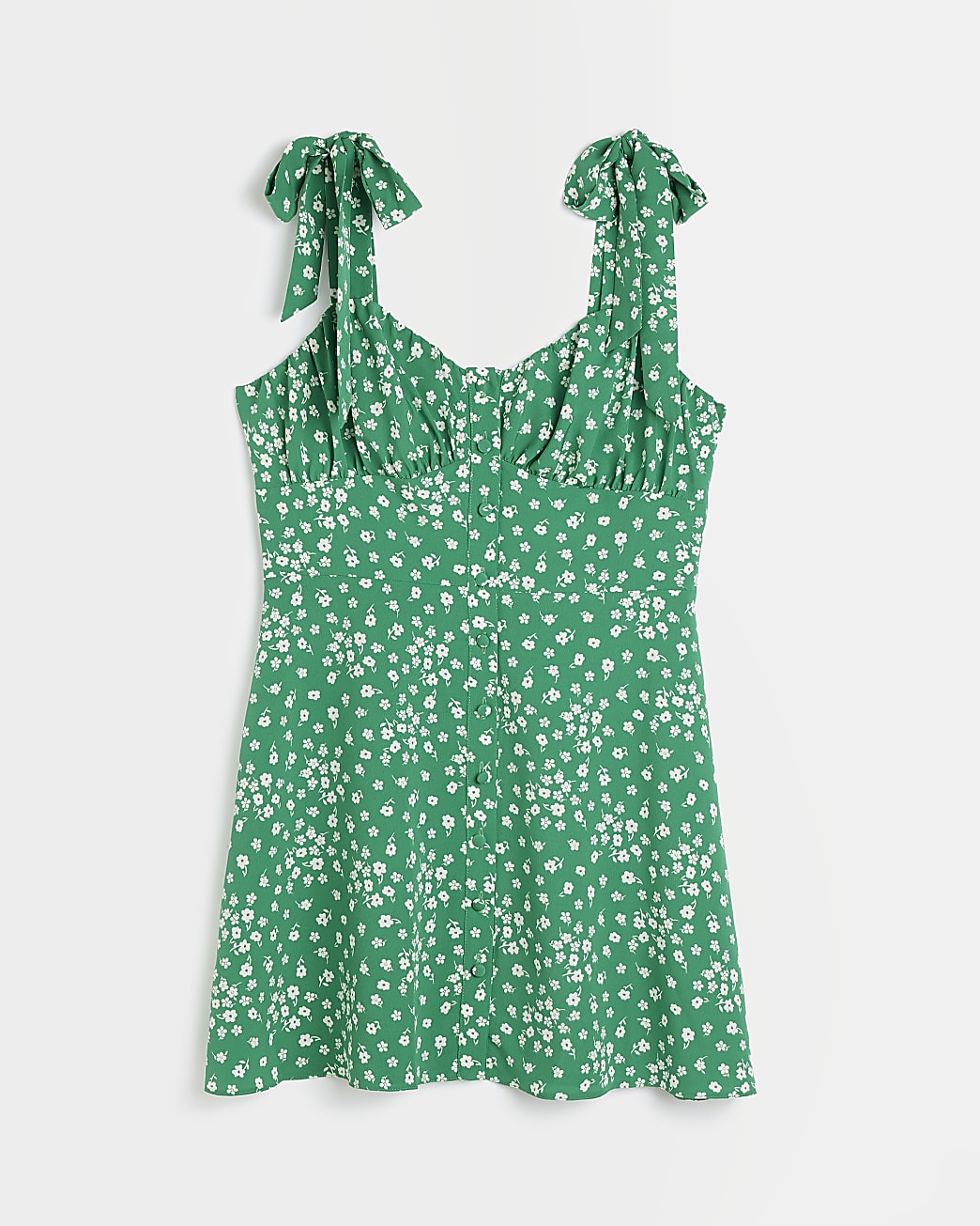 Green floral mini dress