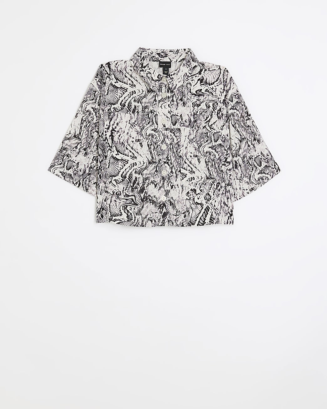 Grey animal print cropped shirt