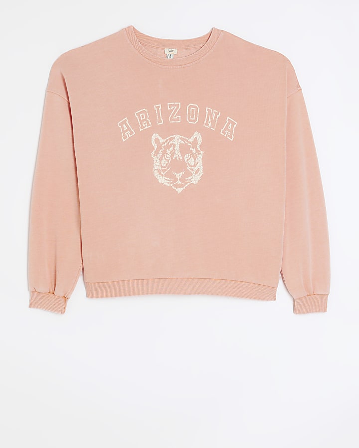 Coral graphic oversized sweatshirt