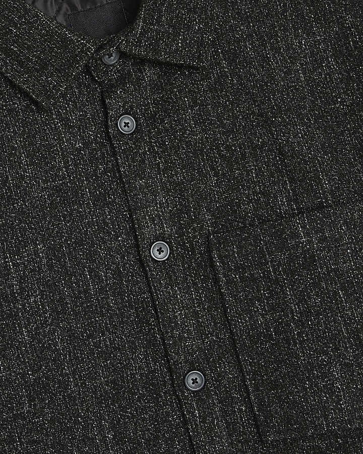 Black regular fit padded shacket