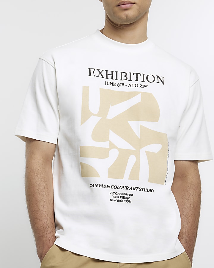 Ecru regular fit graphic print t-shirt