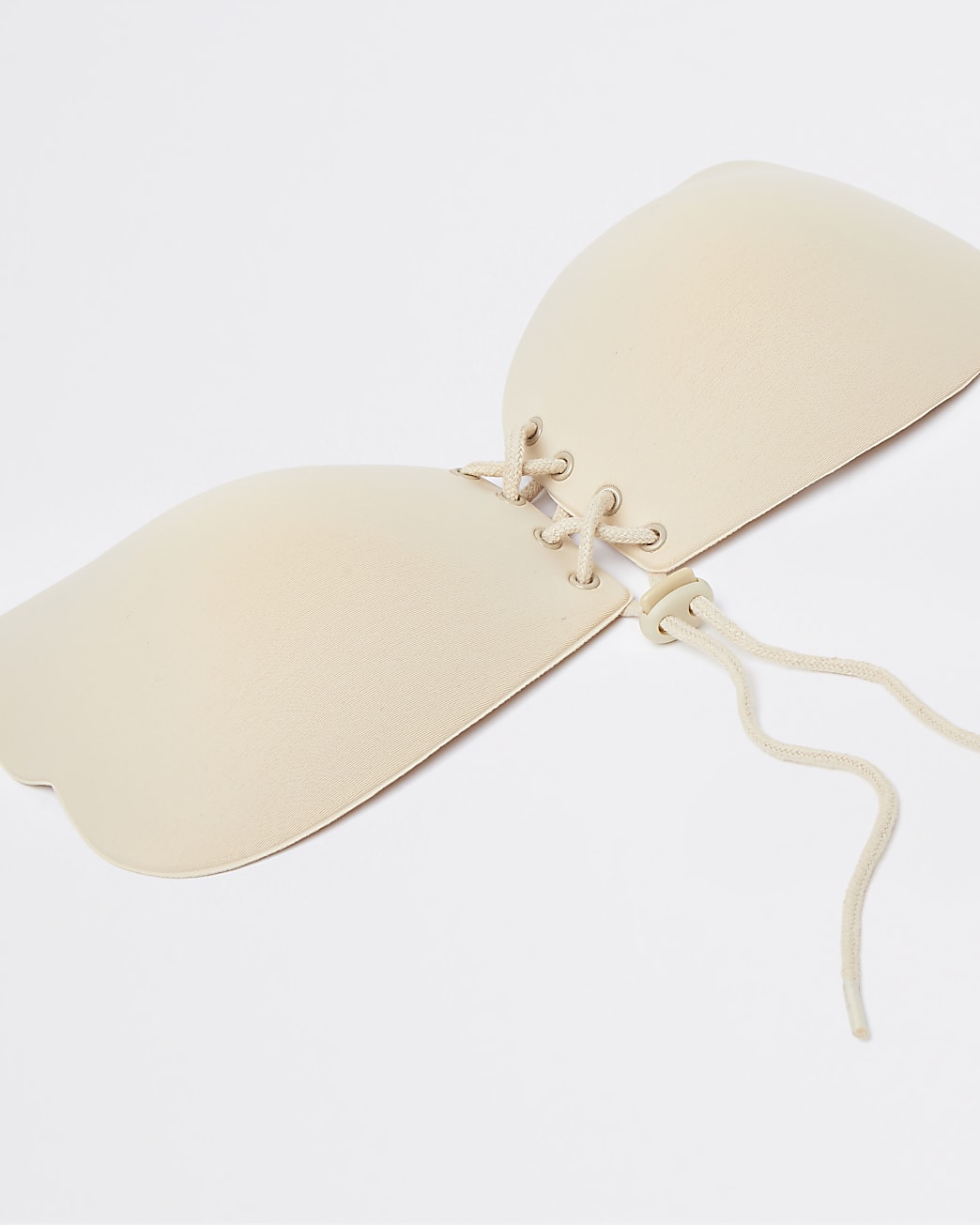 Beige lace up bra