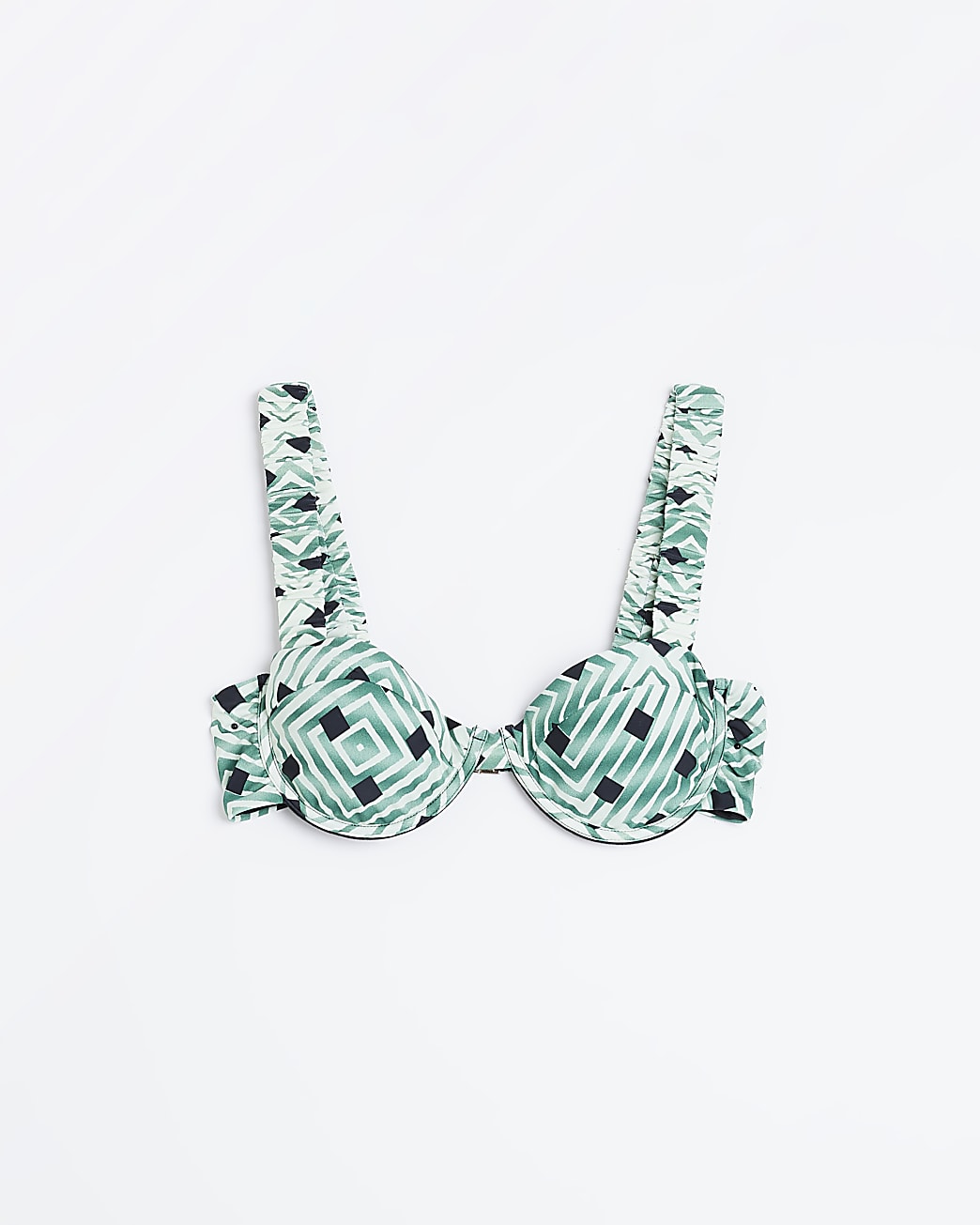 Green printed balconette bikini top
