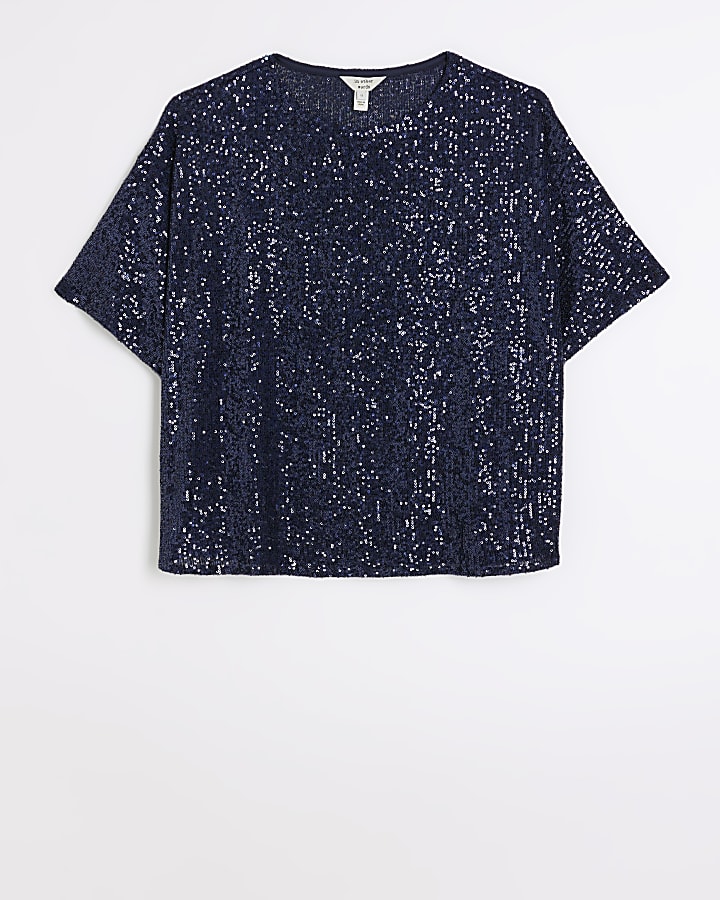Navy sequin t-shirt