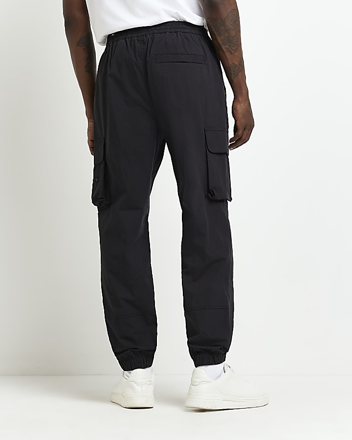 Black Regular fit Cargo Trousers