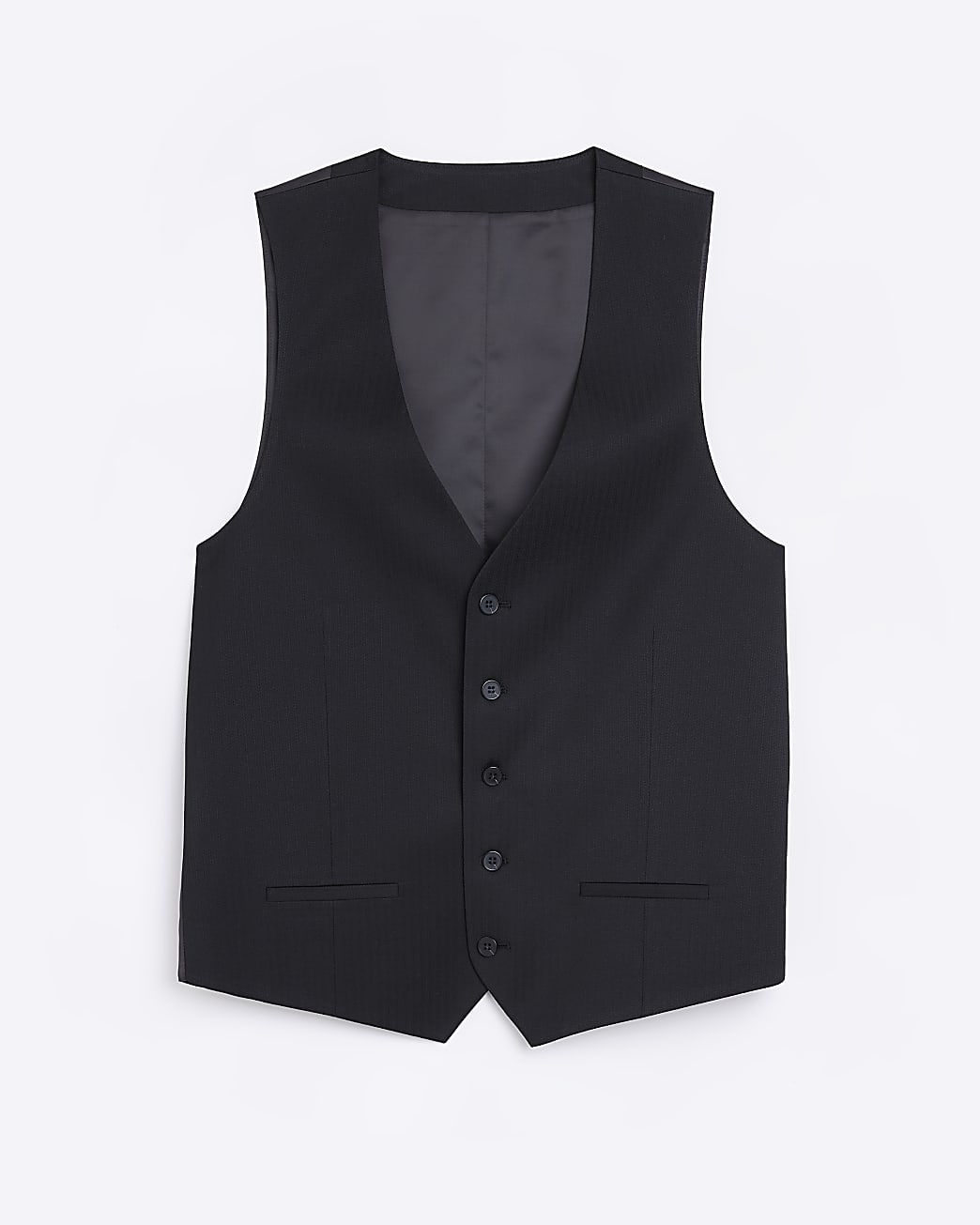 Black skinny fit herringbone waistcoat