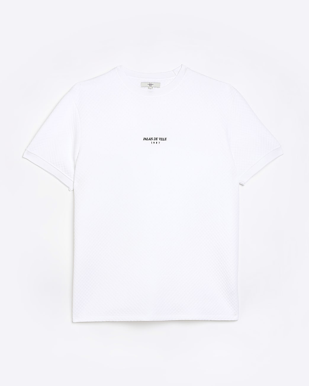Big & Tall white slim fit quilted t-shirt