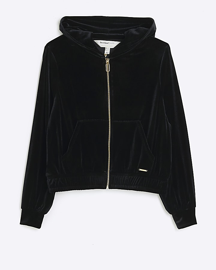 Black velour hoodie