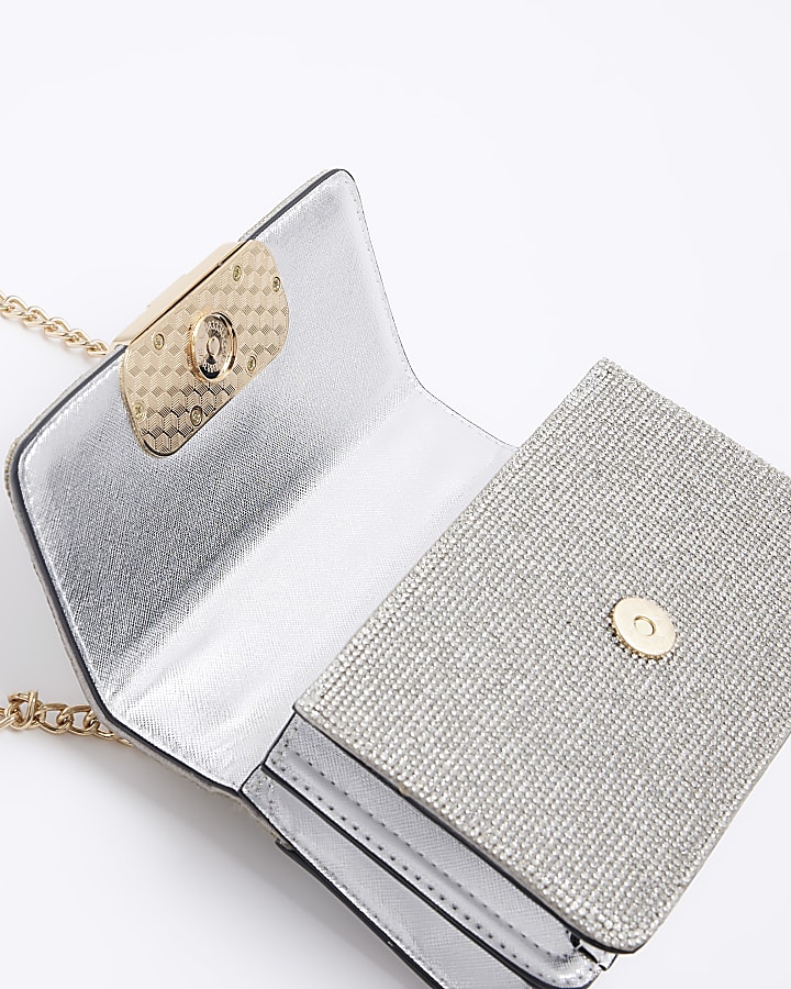 Silver diamante shoulder bag