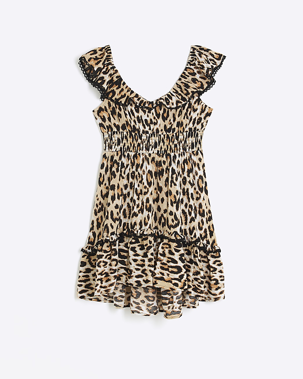 Brown animal print bardot mini dress