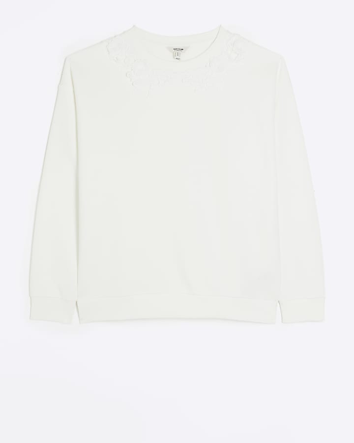 White floral corsage sweatshirt