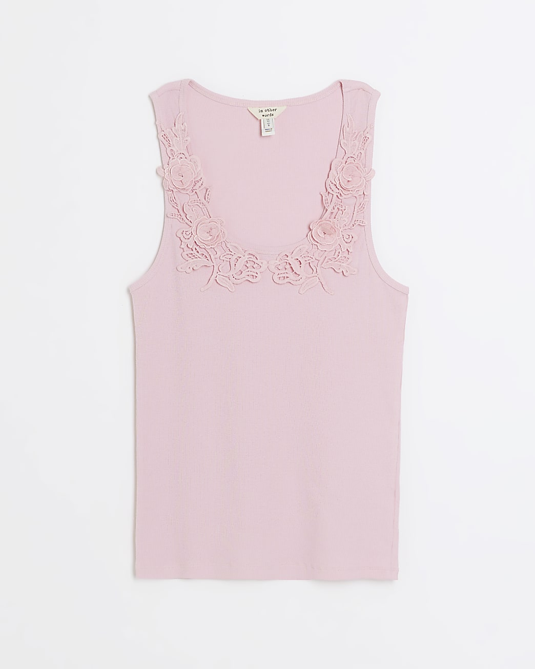 Pink floral detail rib vest