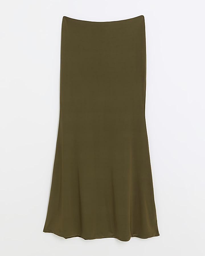 Khaki mermaid maxi skirt