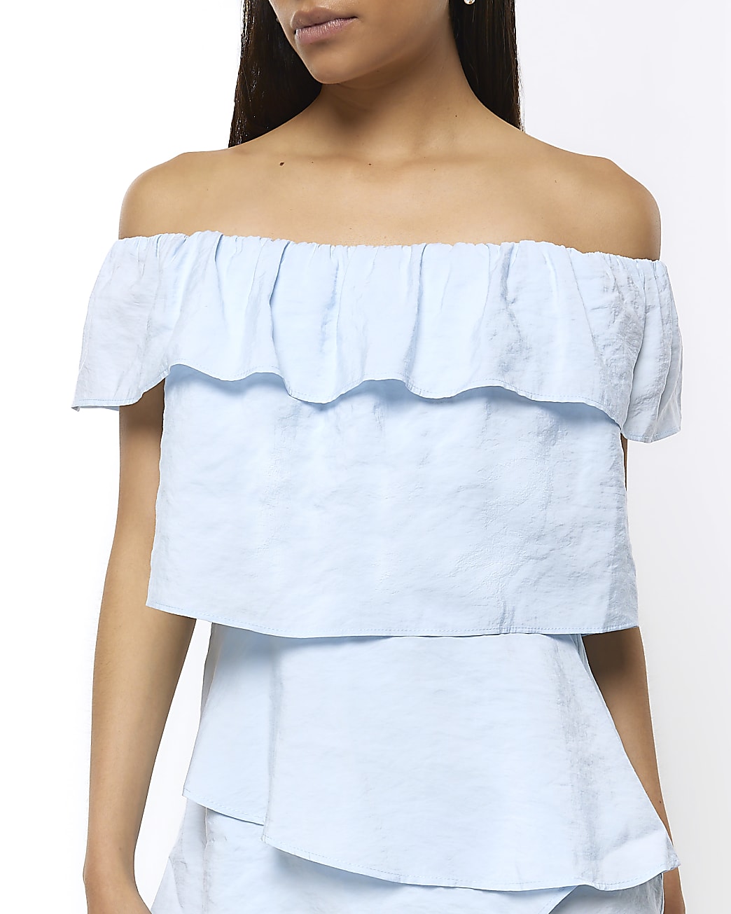 Blue bardot layered playsuit