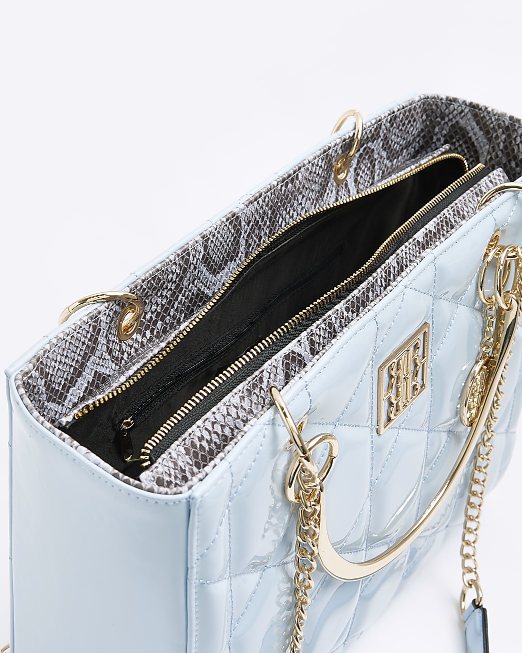 Blue quilted tote bag