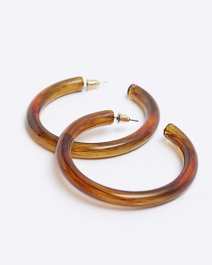 Orange resin hoop earrings