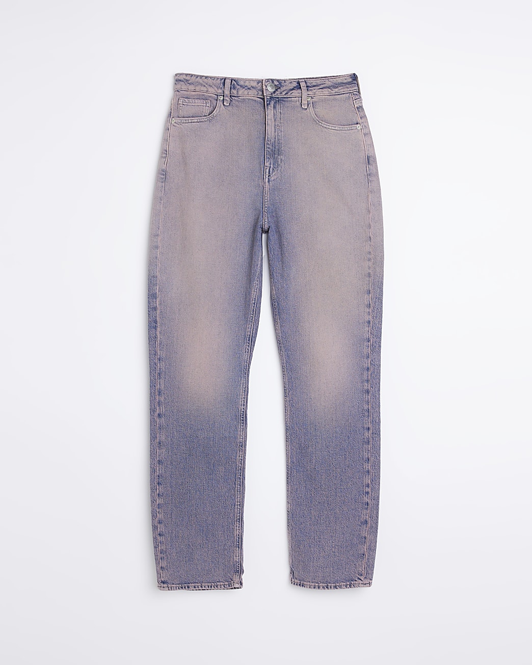 Pink high waisted straight leg jeans
