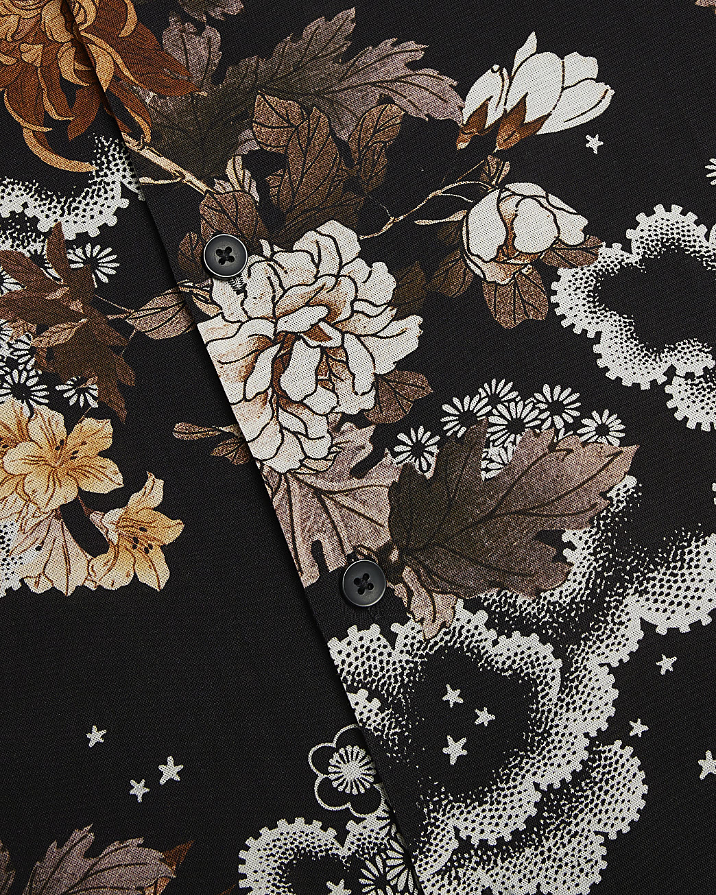 Black regular fit floral short sleeve shirt