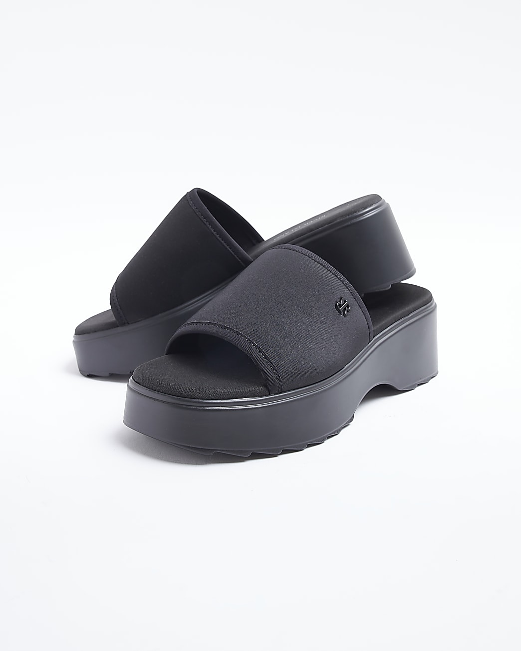 Black platform sliders