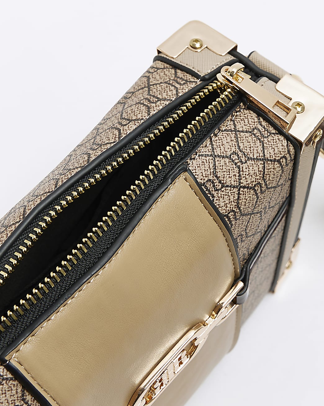 Brown RI monogram pouch detail bag