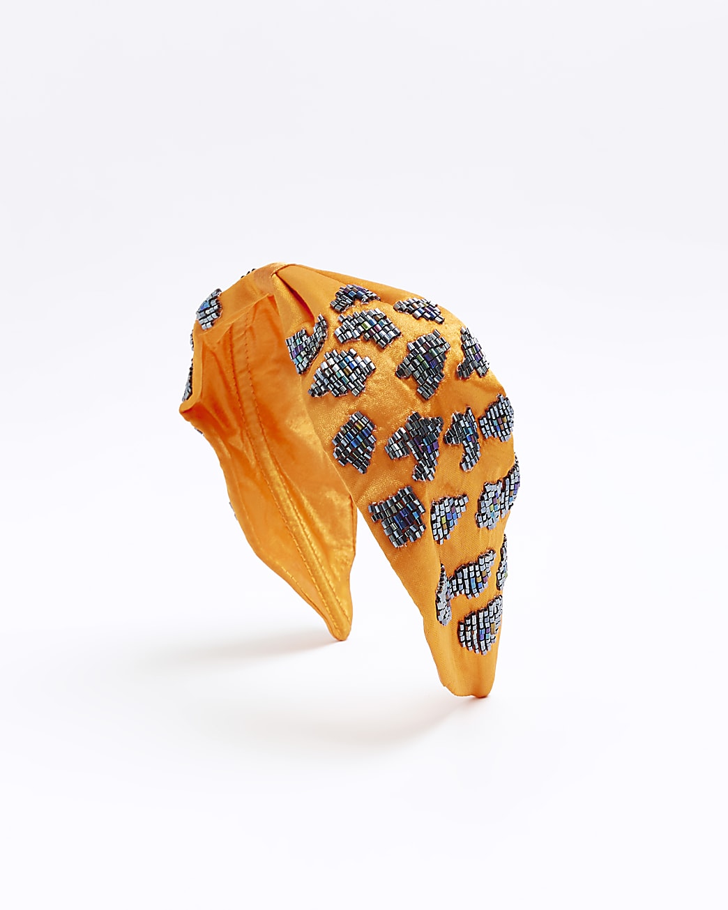 Orange beaded leopard print hairband