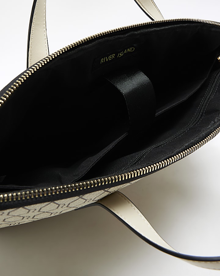 Beige RI monogram laptop case
