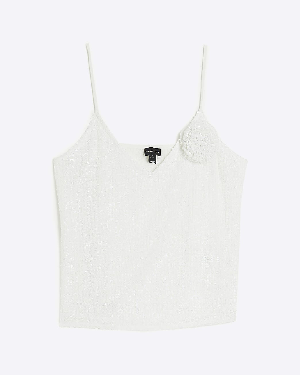 White sequin corsage cami top
