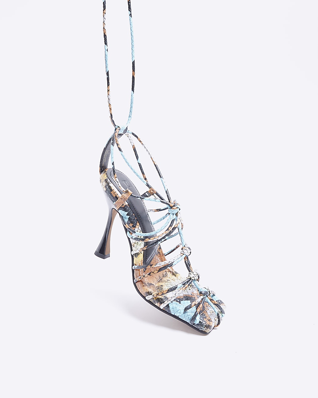 Blue animal print heeled sandals