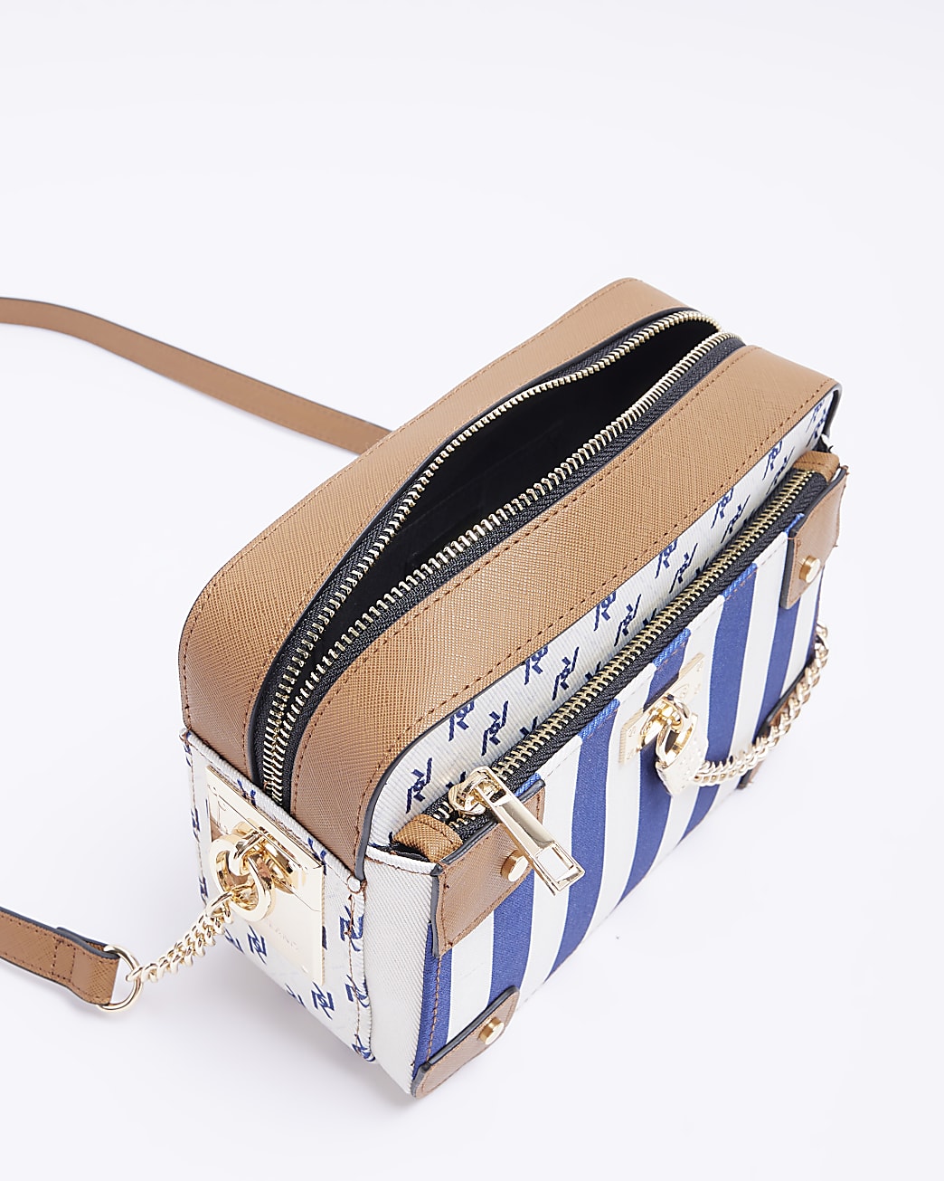 White striped RI boxy cross body bag