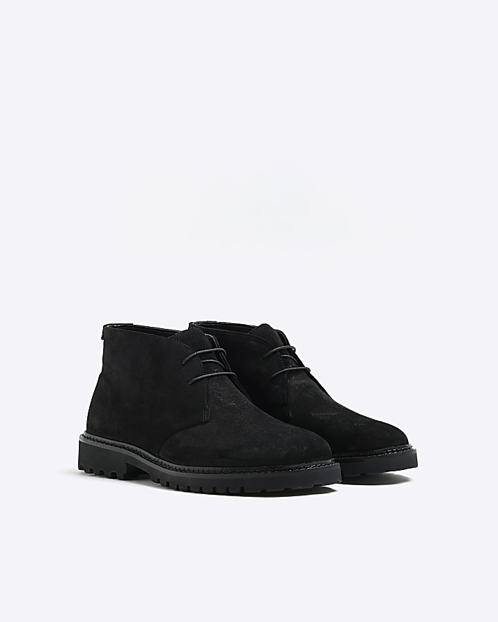 Black suede desert boots
